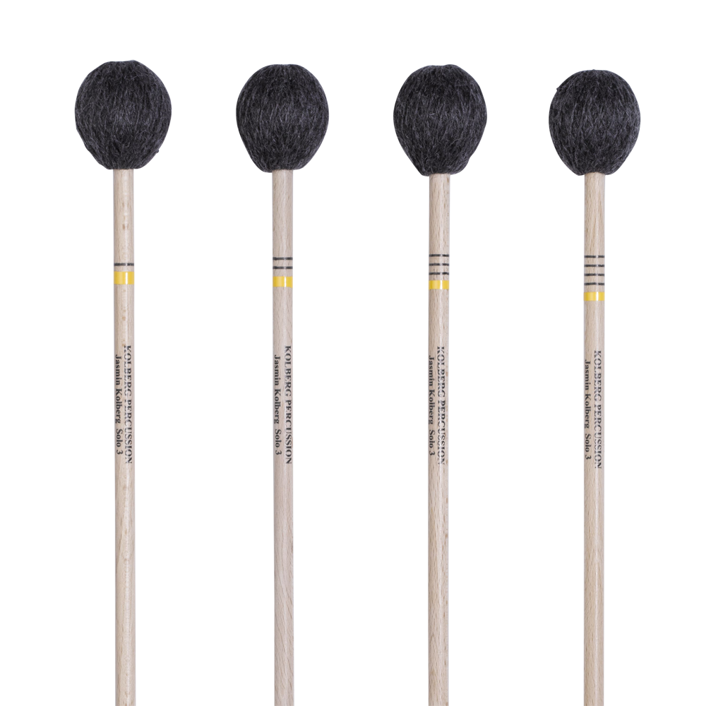 Marimba mallets Jasmin Kolberg Solo 4, 42 cm / common beech shaft (Ø 8 mm), yellow (hard)